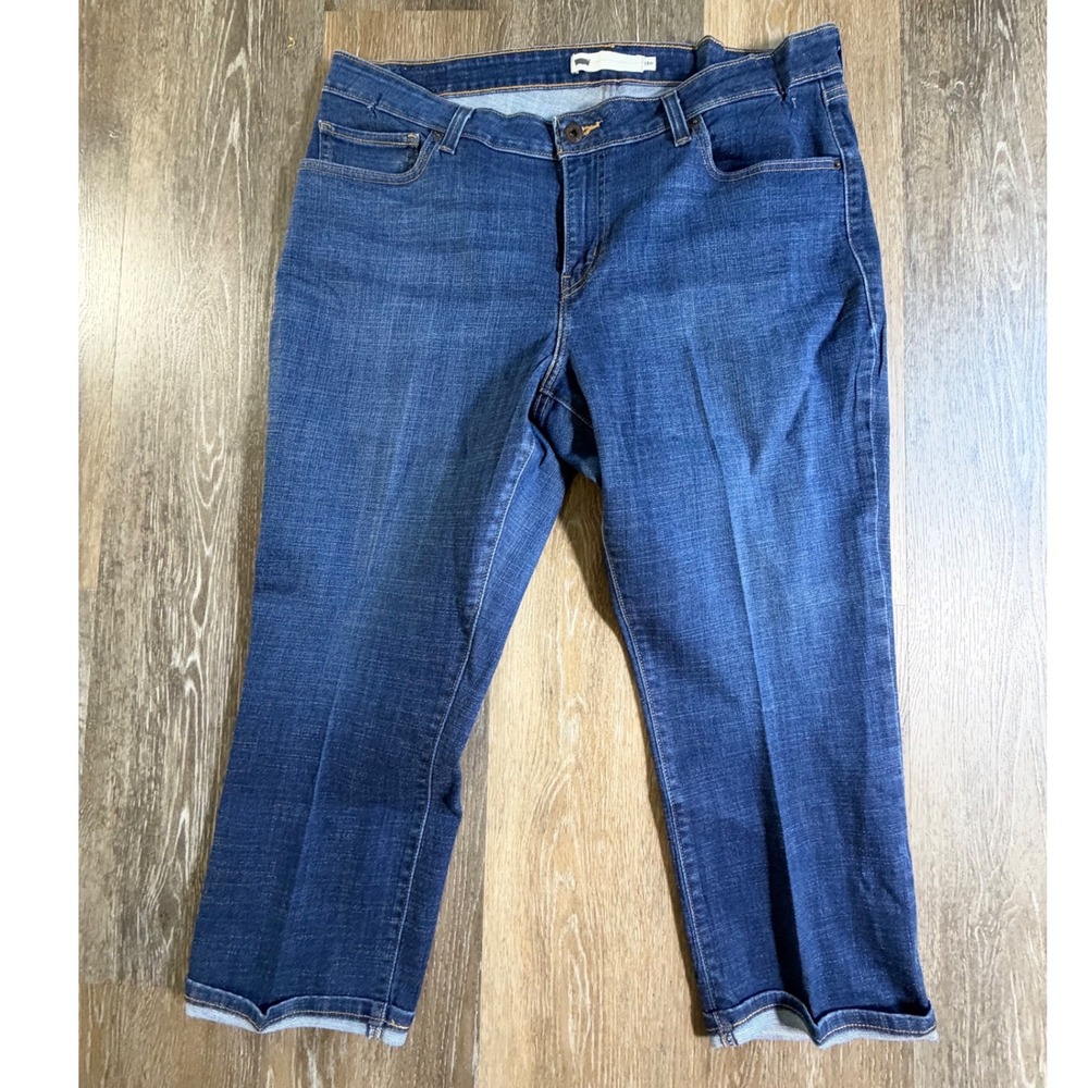 Levi's Jeans Women 18W Blue Denim Capri Cropped Straight Leg Stretch 5642
